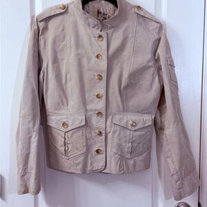 Women's Beige Military Suede Jacket